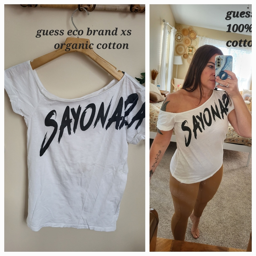 Sayonara slouch exposed shoulder orgsnic cotton tee xs s